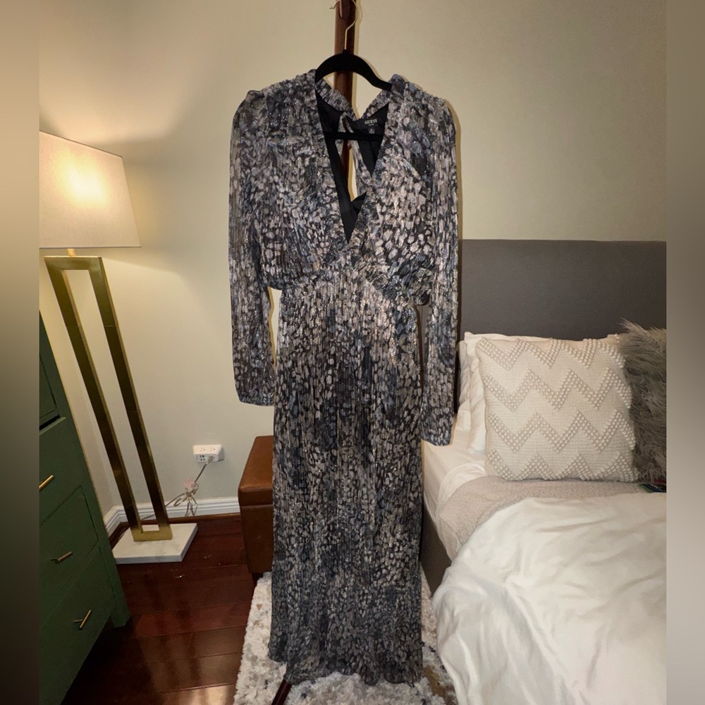Guess Womens Open Back Printed Evening Dress NWT